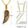 HUANIAN Stainless Steel Gold Plated Eagle Feather Wing Pendant Necklace for Men- with 19'' Chain HUANIAN Stainless Steel Gold Plated Eagle Feather Wing Pendant Necklace for Men- with 19'' Chain