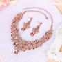 BriLove Womens Costume Elegant Crystal Flower Scroll Teardrop Statement Necklace Dangle Earrings Set