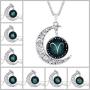 JczR.Y Hollow Crescent Constellation Necklace Pendant Time Gemstone Luminous Glow Long Sweater Chain Necklace Jewelry Fashion