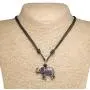 BlueRica Elephant Pendant on Adjustable Black Rope Cord Necklace (Old Silver)