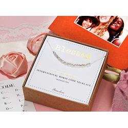 RareLove Blessed Morse Code Necklace 925 Sterling Silver Beads Two Tone Friendship Inspiration Graduation Bridemaid Gift For Women Girls