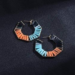 Rattan Dangle Drop Earrings for Women Handmade Girls Boho Woven Wicker Braid Drop Dangle Earring Fashion Jewelry Lightweight Statement Earrings