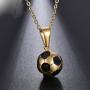 HSQYJ Stainless Steel Enamel Football Necklace Soccer Pendant Player Pendant Charm Necklaces Athlete Sport Fan Gift Jewelry Gold Plated for Men Women