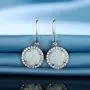 GEMSME White Gold Plated Teardrop Opal Dangle Earrings For Women