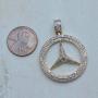 Pave Diamond Mercedes Benz Pendant Gold Vermeil Jewelry 925 Sterling Silver 16'' Chain Necklace Jewelry