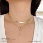 JIBSA 18K Gold Plated Choker Layered Thin Dainty Chain Necklace 14'' 16'' 18'' Long for Women Teen Girls Fashion Jewelry