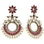 Efulgenz Boho Vintage Antique Gypsy Tribal Crystal Kundan Indian Oxidized Silver Chandbali Dangle Earrings Jewelry