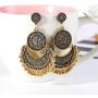 Amvie Antique Bohemian Earrings for Women Ethnic Brocade Mexico Gypsy Engraved Lotus Hook Dangle Earrings for Girls