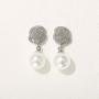 SWEETV Cubic Zirconia Pearl Drop Wedding Earrings for Brides, Ivory Bridal Pearl Earrings for Bridesmaid Jewelry Gift