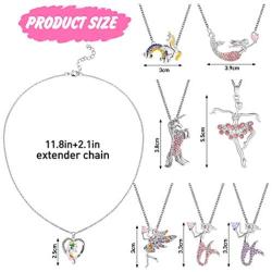 Hicarer 8 Pieces Mermaid Necklace Unicorn Pendant Necklace Cute Fairy Necklace Crystal Pendant Necklaces for Princess Jewelry