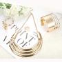 JOERICA Bib Choker Necklace for Women Wide Cuff Bangle Bracelet Open Hoop Earrings Adjustable Ring Chunky Statement Costume Jewelry Set