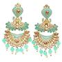 Crunchy Fashion Bollywood Jewellery Traditional Ethnic Bridal Bride Wedding Bridesmaid Torquoise Green Meenakari/Hand Painted Chandbaali Indian Earrings Jewelry For Women