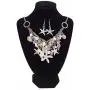 PH PandaHall 3 in 1 Fashion Sea Shell Starfish Faux Pearl Collar Bib Statement Chunky Necklace Bracelet and Earrings Set in Gift Box (Platinum)