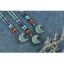 Top Plaza Natural Reiki Healing Crystal Stone Beads Necklaces Tree of Life Wire Wrapped Gemstone Moon Pendant Necklace Crescent Moon Jewelry for Women