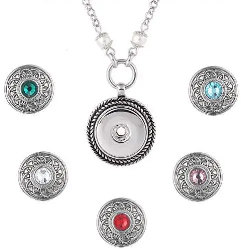 LEGENSTAR Ginger Interchangeable Crystal Pearl Pendant Necklaces with 5 Snap Buttons for Women Silver Jewelry Charms LEGENSTAR Ginger Interchangeable Crystal Pearl Pendant Necklaces with 5 Snap Buttons for Women Silver Jewelry Charms