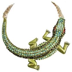BriLove Womens Gothic Stylish Crystal Crocodile Statement Necklace