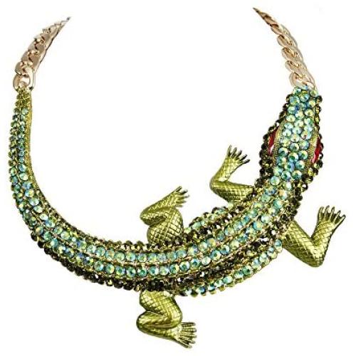 BriLove Womens Gothic Stylish Crystal Crocodile Statement Necklace