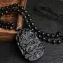 Natural Black Obsidian Dragon Necklace Healing Crystal Gemstone Necklaces Carved Stone Pendant Amulet Charm for Men or Women Natural Black Obsidian Dragon Necklace Healing Crystal Gemstone Necklaces Carved Stone Pendant Amulet Charm for Men or Women