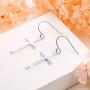 S925 Sterling Silver Jewelry Classic Cross Hoop Dangle Stud Earrings