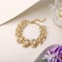 EVER FAITH Austrian Crystal Ivory Color Simulated Pearl Bridal Leaf Link Bracelet Clear