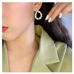 Baroque Pearl Earring Hoop Silver Handmade Culture Dainty Circle Dangle Geometric Hypoallergenic 18K Gold Plated Valentine Mothers Day Jewelry for Women