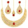 Touchstone Indian Bollywood Intricately Crafted Diamond Look Rhinestone Crystal Colorful Wedding Designer Jewelry Necklace Set in Gold and Silver Tone for Women.