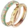 UJOY Cloisonne Couple Colors Bracelets Golden Sunflower Enameled Spring Hinged Cuff Bangles Girls Womens Gifts Jewelry 55C36