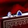 Lanmi 14K White Yellow Gold Genuine Tanzanite Diamond Dangle Drop Earrings Studs for Women Ladies Engagement Wedding