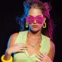4 Pairs 80s Women Retro Earrings Geometric Dangle Neon Earrings for Party Costume Accessory