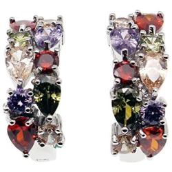 Multi Gemstone Earring Amethyst Garnet Morganite Peridot Promise Wedding Party Earrings