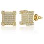 Iced Out Square Stud Earring for Men and Women 18k Gold plated Hypoallergenic with 925 Sterling Silver Screw Back Hip Hop Cool Boys Jewelry