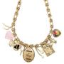 Disney Danielle Nicole Antique Worn Gold Tone Beauty and The Beast Charm Necklace, 18 Inch Chain with 3 Inch Extender