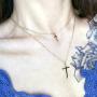 Jertom 14K Gold Plated Necklace, Double Layered Pendants, Fashion Jewelry for Women Girls