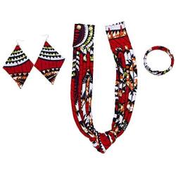 AFRICSTYLE African Jewelry Set Ankara Print Necklaces with Matching Earrings for Women