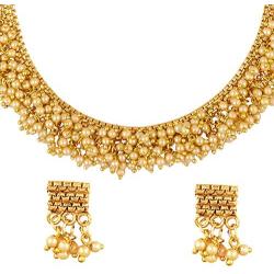 Bodha Traditional Indian Temple Gold Jewelry Necklace Set 22K with Earrings for Women & Girls (SJ_2683)