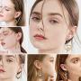 Magitaco 9 Pairs Hawaiian Gold Dangle Earrings for Women Boho Bohemian Earrings Pearl Heart Tortoise Pineapple Flower Polynesian Drop Earring Set