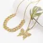 YBMYCM Big Butterfly Pendant Statment Necklace Rhinestone Chain for Women Girl Bling Gold Silver Crystal Layered Choker Necklaces Accessory for Hip Hop Lovers