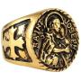 AsAlways Gold-Plated Stainless Steel St. Saint Joseph Medal Protect US Amulet Stainless Steel Solid Cross Catholics Ring