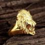 Gold Lion Head Design Stainless Steel Rings for Men Boys Jewelry Chic Punk Animal