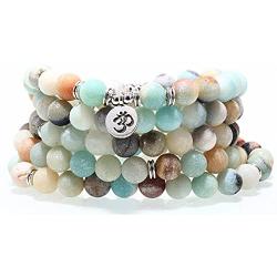 ZHEPIN 8MM 108 Mala Beads Charm Bracelet for Men Women Yoga Bracelet Necklace