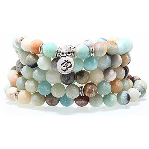 ZHEPIN 8MM 108 Mala Beads Charm Bracelet for Men Women Yoga Bracelet Necklace