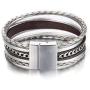 FINETOO Multilayer Leather Wrap Bracelet Handmade Braided Chain Cuff Bangle Alloy Magnet Buckle Bracelets for Women Girls Birthday Gift