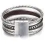 FINETOO Multilayer Leather Wrap Bracelet Handmade Braided Chain Cuff Bangle Alloy Magnet Buckle Bracelets for Women Girls Birthday Gift