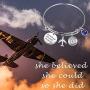 TIIMG Military Gift She Believed She Could So She Did Navy Army Air Force Bracelet Military Mom Wife Bangle Bracelet