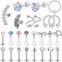 25Pcs 16G Cartilage Earrings Tragus Earring Surgical Steel Studs Helix Conch Rook Daith Piercing Jewelry Lip Rings for Women Men