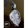 Shop-iGold Men Women 925 Italy Iced Silver Iced Lion Head Charm Ice Out Pendant Stainless Steel Real 2 mm Rope Chain Necklace, Mens Jewelry, Iced Pendant, Rope Necklace