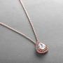 Mariell Rose Gold CZ Pave Framed Pear-Shaped Solitaire Necklace Pendant - Vintage Wedding Bridal Jewelry