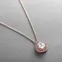 Mariell Rose Gold CZ Pave Framed Pear-Shaped Solitaire Necklace Pendant - Vintage Wedding Bridal Jewelry