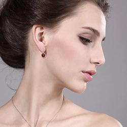 Gem Stone King 3.60 Ct Oval Red Garnet 18K Rose Gold Plated Silver Dangle Earrings