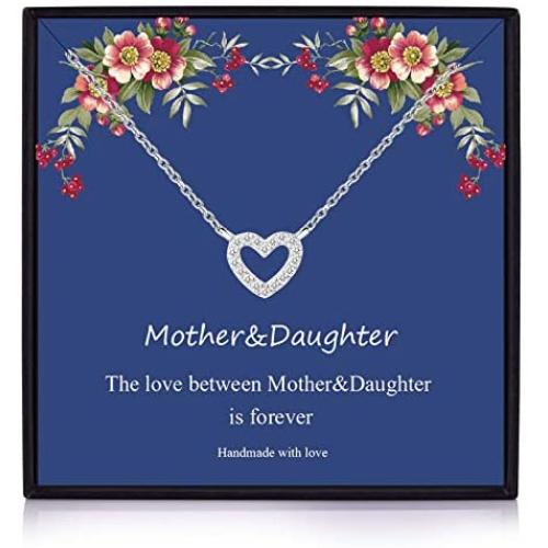 Your Always Charm Mother Daughter Necklace CZ Heart Necklaces Gifts for Mothers Day Necklaces Mom and Daughter Necklace